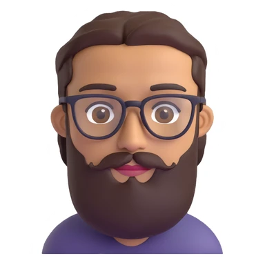 man with medium beard, connected eyebrows, olive tan skin, brown eyes, and glasses sticker