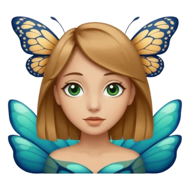 Mädchen mit dunkel-honig blonden Haaren mit einem butterfly cut und dunkel blau-grüne ocean mandel förmige schmale große enge scharfe Augen  sticker