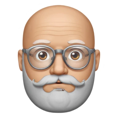 Bald man with salt and pepper beard and glasses sticker