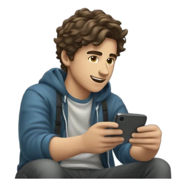 argentinian teen playing with his phone sticker