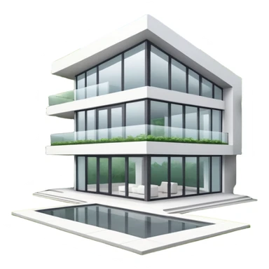 A modern house with clean architectural lines, large glass windows, minimalist design, white and gray tones, surrounded by greenery, soft natural lighting, realistic style, high detail
 sticker