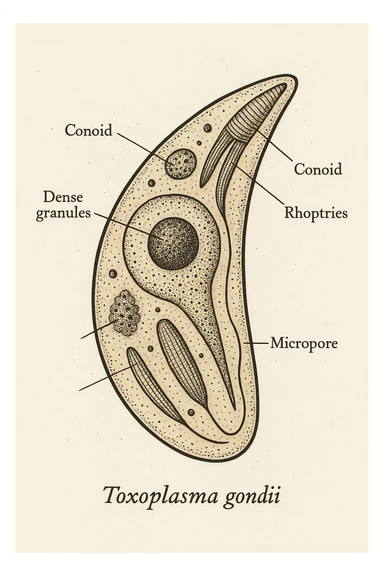 Toxoplasma gondii, che infetta tutti gli animali a sangue caldo, compreso l'essere umano in italiano sticker