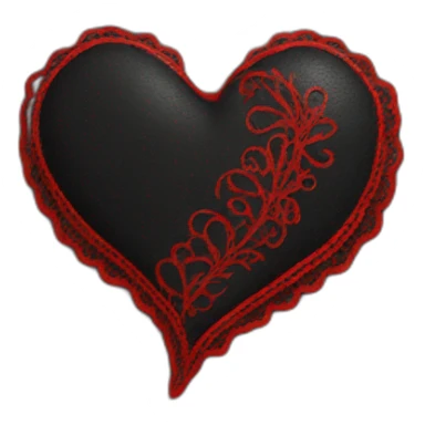 black leather heart with red lace overlay sticker