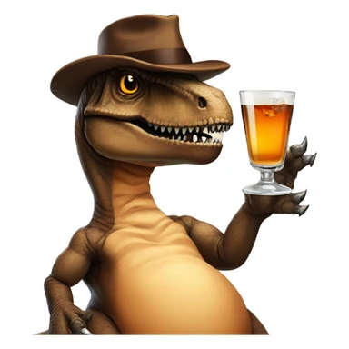 T-Rex with a turkey hat and a glass of whiskey sticker