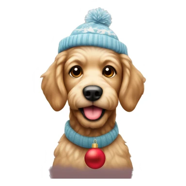 un caniche con gorro de navidad  sticker