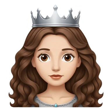 Krásná žena dlouhé hnědé vlnité vlasy. Ve vlasech má malou stříbrnou korunku.  sticker