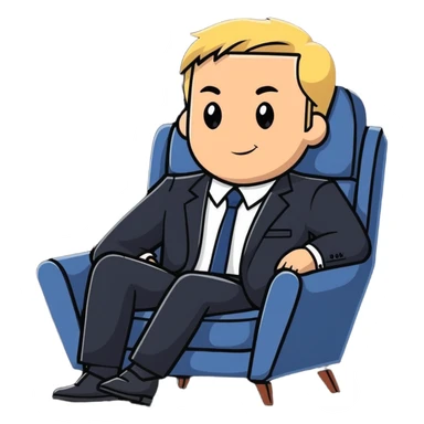 blonde business man in suit relaxing in chair at beach resort, vacation vibes sticker