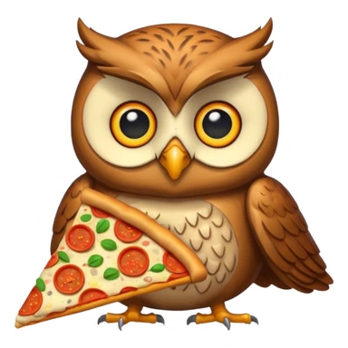 un gufo che mangia la pizza in formato emoji sticker