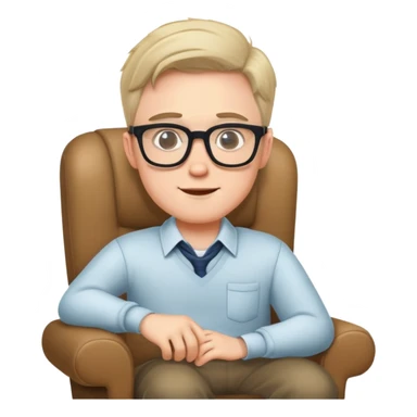 A nerdy white guy sitting in a chair sticker