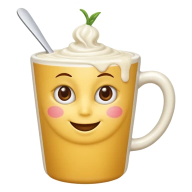 a cup of ranch dressing, anthropomorphic with flirty eyes, playful smile, suggestive pose, fun and cheeky, emoji style sticker
