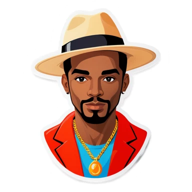 male portrait with hat and necklace sticker