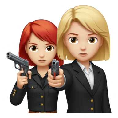 make a blonder haired gurl pointing a gun at a red headed boy sticker