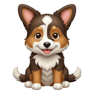 собака породи ауссі триколор з передніми білими лапками грається sticker