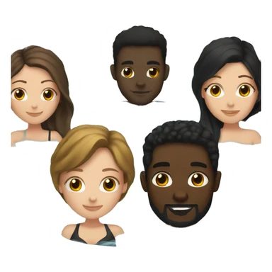 White women with brown hair and black man with black hair sitting in hot tub sticker