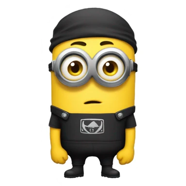 A buff minion wearing a black t shirt top with the words “never GOON” on the shirts chest area sticker