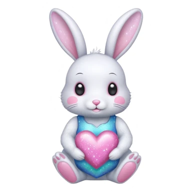 Fairy glitter bunny with heart sticker