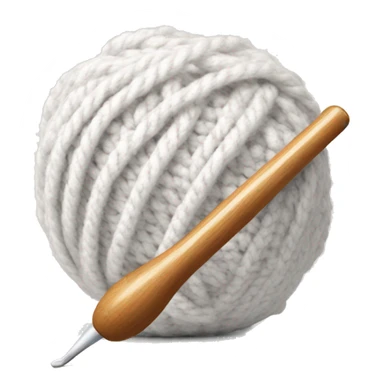 Crochet hook and white ball of yarn sticker