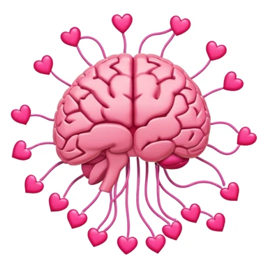 A ** pink human brain** with a energy net energy of thoughts... radiating loving thoughts while it rewires itself hearts sticker