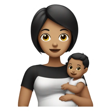 White woman with black bob cut with a baby in arms sticker