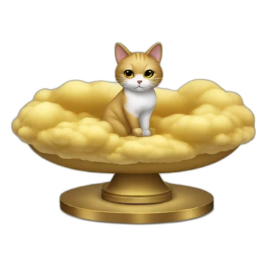 cat secretary sitting on top of the gold cloud sticker