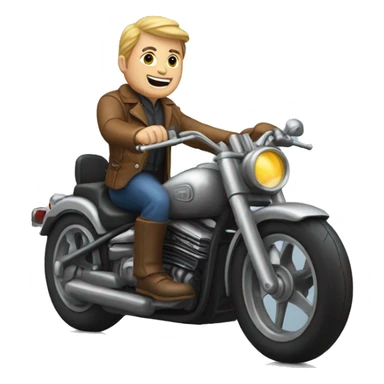 Karl Hoefer riding a motorcycle sticker