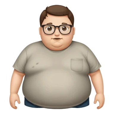 Hombre nerd obeso mórbido con la barriga abriendo la camisa sticker