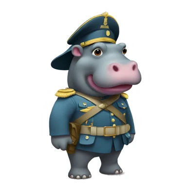 Hippo as soldier sticker