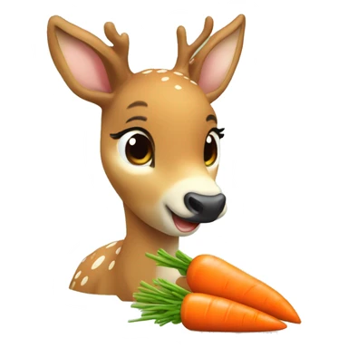 cute deer eating carrot ￼ sticker