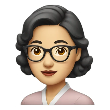 40's Asian woman with glasses sticker