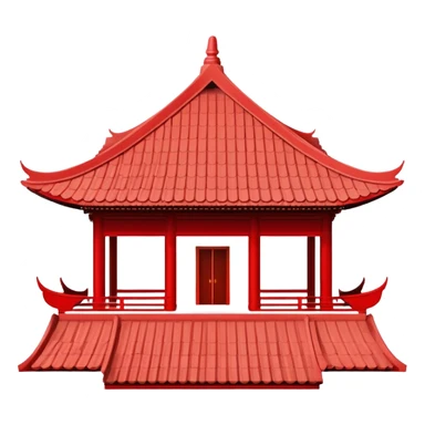 Super minimal Chinese temple roof shape, bare essentials only, iconic symbol sticker