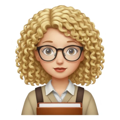 girl student , curly blone hair, half body to belt sticker