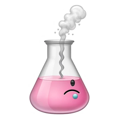 pink beaker with smoke no face one tube pink liquid only bubbles inside beaker  sticker