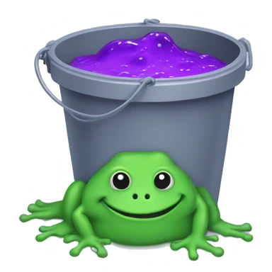 a bucket of green slime with a purple frog inside sticker