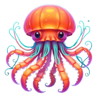 Neon glowing jellyfish-crab-squi sticker
