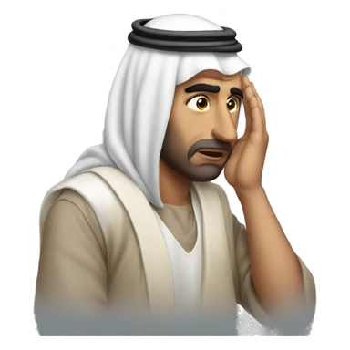 Arab holding his head with his hands photorealistic serious sticker