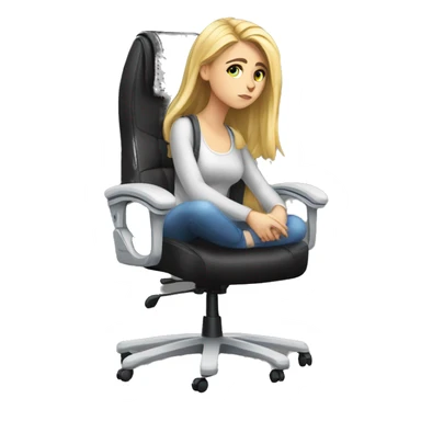 white girl thinking on a big gaming chair  sticker