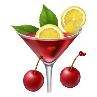 Red martini with cherry and lemon sticker