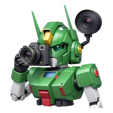 Green gundam with camera sticker