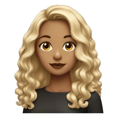 una chica, cabello color negro, pelo largo medio onduado, con ojos marrones y piel blanca sticker