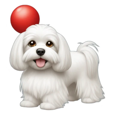 Maltese with two pony hairs tied by two red balls sticker