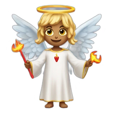 Angel with devil horns holding up halo sticker