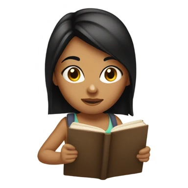 Tanned girl with straight black hair studying  sticker