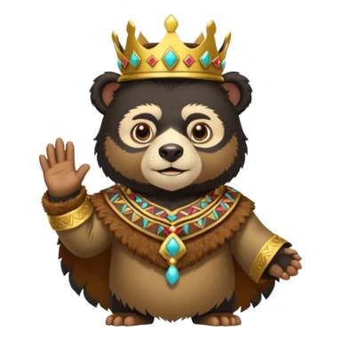 Spectacled bear in Cusco Inca attire with the Manco Capac costume, which includes a crown and Inca-style clothing sticker