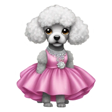 Poodle in a ball gown with sparkly heels sticker