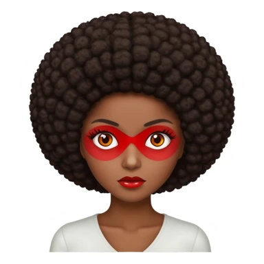 change her hair to a dark brown afro, dark brown eyes, and make the eye whites red sticker