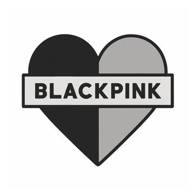 BLACKPINK-inspired object, black and pink colors, simple and neutral illustration sticker