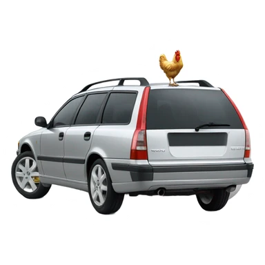 light silver 2001 volvo wagon with chicken wings  sticker