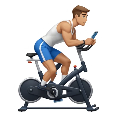 buff guy blue shorts black stationary bike sticker
