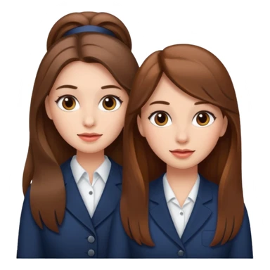 TWO BROWN HAIRED GIRLS DOING PROJECT, PROFESSIONAL AND CUTE , LONG HAIR MAKEUP sticker