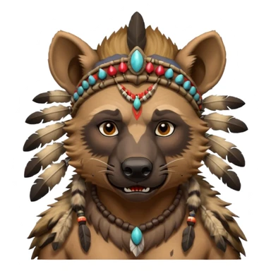 A native strong buff hyena with war bonnet  sticker
